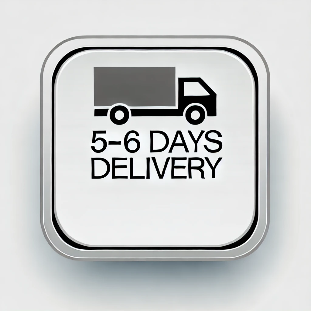 DALL·E 2024-08-25 02.56.44 - A square image with a clean and simple design, featuring a delivery truck icon and the text '5-6 Days Delivery'. The design should be professional and