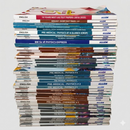 Allen NEET Study Material 2025-2026 Edition Complete 46 Books Set (Modules + Rank Booster Side Books) Kota Classroom NEET UG Modules | Used Books in Excellent Condition